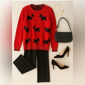 Calligraphie Red and Black Sweater